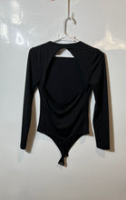 Load image into Gallery viewer, Express Womens Black Long Sleeve Crew Neck Open Back One-Piece Bodysuit Size S
