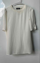 Load image into Gallery viewer, Karl Lagerfeld Womens Off White Short Sleeve Crew Neck Blouse Top Size Small
