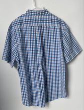 Load image into Gallery viewer, U.S. Polo Assn. Mens Blue White Plaid Short Sleeve Slim Button-Up Shirt Size XL
