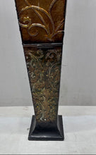Load image into Gallery viewer, Lot Of 2 Pieces Assorted Metallic Brown Embossed Floral Decorative Floor Vases
