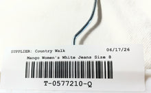 Load image into Gallery viewer, Mango Womens White Denim 5-Pocket Design Frayed Hem Straight Jeans Size 8
