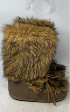 Load image into Gallery viewer, Unbranded Womens Brown Round Toe Lace-Up Mid Calf Fur Snow Boots Size 9.5
