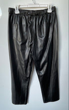 Load image into Gallery viewer, Zara Womens Black Faux Leather Elastic Waist Drawstring Ankle Pants Size Medium
