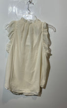 Load image into Gallery viewer, Michael Kors Womens Bone Dewdrop Ruffle Sleeveless High Neck Blouse Top Size L
