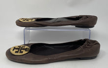 Load image into Gallery viewer, Authentic Tory Burch Womens Reva Dark Brown Ballet Flats Size 9.5M Worn Damaged
