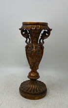 Load image into Gallery viewer, Antique Brown Wood Metal Baroque Scroll Victorian Pedestal Candlestick Holder
