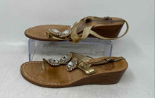 Load image into Gallery viewer, La Conchiglia Positano Womens Gold-Tone Leather Embellished Thong Sandals Sz 39
