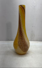 Load image into Gallery viewer, Murano Brown Yellow Striped Hand-Blown Glass Home Decorative Bud Vase
