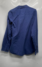 Load image into Gallery viewer, Calvin Klein Mens Dark Blue Striped Cotton Long Sleeve Button-Up Shirt Size L
