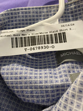 Load image into Gallery viewer, Michael Kors Mens Blue White Long Sleeve Printed Dress Shirt Size Medium
