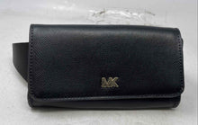 Load image into Gallery viewer, Michael Kors Womens Black Leather Adjustable Strap Flap Fanny Pack Belt Bag
