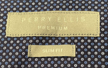 Load image into Gallery viewer, Perry Ellis Mens Blue Polka Dot Cotton Slim Fit Dress Shirt Size 15.5 34/35
