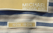 Load image into Gallery viewer, Michael Kors Mens Multicolor Striped Non-Iron Collared Dress Shirt Size 18 1/2
