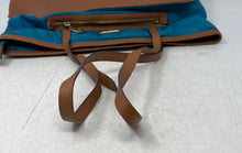 Load image into Gallery viewer, Michael Kors Womens Kempton Blue And Brown Double Handle Shoulder Purse
