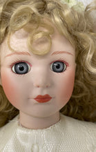 Load image into Gallery viewer, Vintage Blonde Curly Hair Floral Headband Porcelain Doll With Lace Outfit
