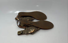 Load image into Gallery viewer, Coach Womens Metallic Gold Leather Slip-On Wedge Thong Sandals Size 6B
