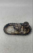 Load image into Gallery viewer, Set Of 2 Pcs Vintage Silver-Tone Metal Condiment Salt &amp; Pepper Shaker Tray Set
