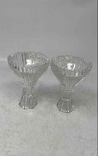 Load image into Gallery viewer, Set Of 2 Pcs Crystal Clear Industries Glass Pedestal Fluted Candlestick Holders
