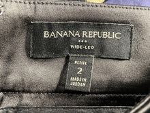 Load image into Gallery viewer, Banana Republic Womens Black Flat Front Back-Zip Wide-Leg Trouser Pants Size 2
