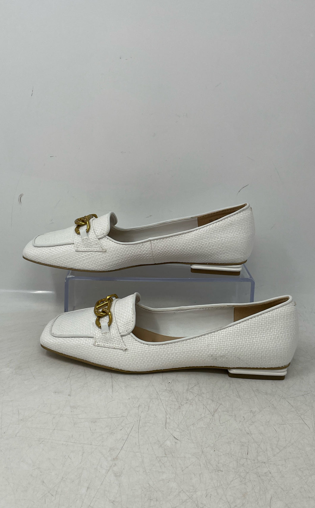 Franco Sarto Womens Tiari White Square Toe Slip-On Loafer Shoes Size 7.5M