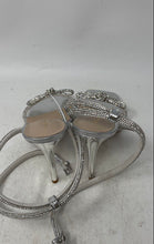 Load image into Gallery viewer, Aldo Womens Barrona Silver Rhinestone Stiletto Heel Ankle Strap Sandals Size 6
