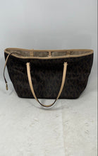 Load image into Gallery viewer, Michael Kors Womens Brown Signature Print Charm Inner Pocket Tote Handbag
