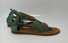 Load image into Gallery viewer, Franco Sarto Womens Green Brown Ankle Strap Back Zip Thong Sandals Size 8
