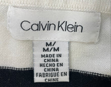 Load image into Gallery viewer, Calvin Klein Womens Black White Striped Curved Hem Knit Pullover Sweater Size M
