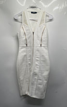 Load image into Gallery viewer, F&amp;P Womens White V-Neck Sleeveless Full-Zip Stretch Sheath Dress Size L
