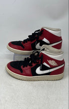 Load image into Gallery viewer, Nike Womens Air Jordan 1 Mid Black Red White Lace-Up Sneaker Shoes Size 7.5
