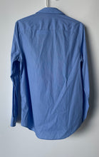 Load image into Gallery viewer, Calvin Klein Mens Blue Striped Cotton Non-Iron Collared Button-Up Shirt Size S
