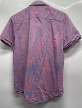 Load image into Gallery viewer, Tommy Hilfiger Mens Blue Pink Striped Cotton Short Sleeve Button-Up Shirt Size M
