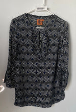 Load image into Gallery viewer, Tory Burch Womens Dark Blue Beige Geometric Print Gwenna Normandy Tunic Top Sz 2
