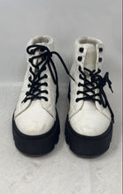 Load image into Gallery viewer, Forever 21 Womens White Black Lace-Up Platform Combat Boots Size 7
