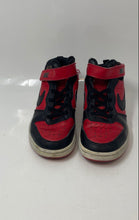Load image into Gallery viewer, Nike Kids Court Borough Mid 2 Black Red Leather Sneaker Shoes Size 12.5C
