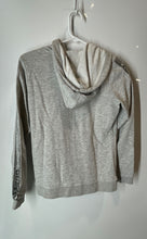 Load image into Gallery viewer, Guess Womens Gray Glitter Logo Taping Long Sleeve Full-Zip Hoodie Size Small
