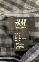 Load image into Gallery viewer, H&amp;M Mens Gray Black Check Print Long Sleeve Regular Fit Button-Up Shirt Size M
