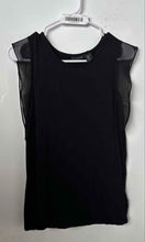 Load image into Gallery viewer, Tahari Womens Black Short Sheer Sleeve Round Neck Pullover Blouse Top Size M
