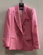 Load image into Gallery viewer, Zara Womens Pink Textured Peak Lapel Double-Breasted Six-Button Blazer Size L
