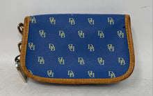 Load image into Gallery viewer, Dooney &amp; Bourke Womens Blue Brown Monogram Print Mini Wristlet Wallet
