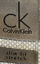 Load image into Gallery viewer, Calvin Klein Mens Gray Printed Slim Fit Stretch Dress Shirt Size 17 34/35
