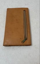 Load image into Gallery viewer, Womens Brown Leather Embossed Handmade Outer Pocket Card Holder Trifold Wallet
