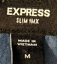 Load image into Gallery viewer, Express Mens Blue Slim Long Sleeve Collared Button-Up Shirt Size Medium
