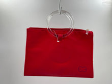 Load image into Gallery viewer, Escada Beaute Womens Red Clear Double Ring Handle Zip Top Cosmetic Bag
