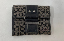 Load image into Gallery viewer, Guess Womens Gray And Black Signature Print ID Window Flap Bifold Wallet
