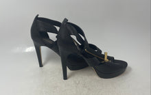 Load image into Gallery viewer, Michael Kors Womens Berkley Black Leather Peep Toe Platform Heels Size 7.5
