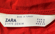 Load image into Gallery viewer, Zara Womens Red 3/4 Sleeve V-Neck Smocked Waist A-Line Dress Size Small

