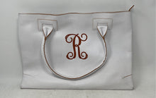 Load image into Gallery viewer, MSC Mainstreet Collection Womens White Brown Leather Double Handle Tote Handbag
