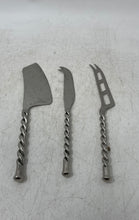 Load image into Gallery viewer, Set Of 3 Pieces Vintage Silver-Tone Stainless Steel Twisted Handle Cheese Knife
