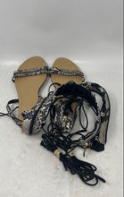 Load image into Gallery viewer, Catherine Malandrino Womens Black White Lace Up Strappy Sandals Size 10
